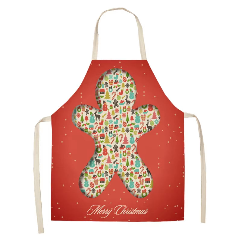 Linen Merry Christmas Apron Christmas Decorations for Home Kitchen Accessories 2024 Christmas Natal Navidad 2025 New Year Gifts