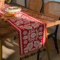 Christmas Chenille Tassel Table Runner,Cotton Linen Thicken Fabric Table Decoration,Dining Room Restaurant Modern Decor Supplies