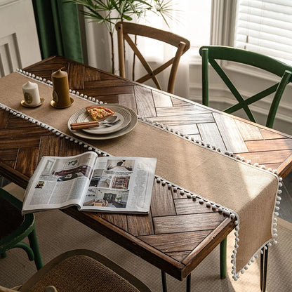 Burlap Table Runner 12 x 108 Inches Farmhouse Tassel Rustic Wedding Aisle Decor for Birthday Baby Shower Coffee Table Decoration