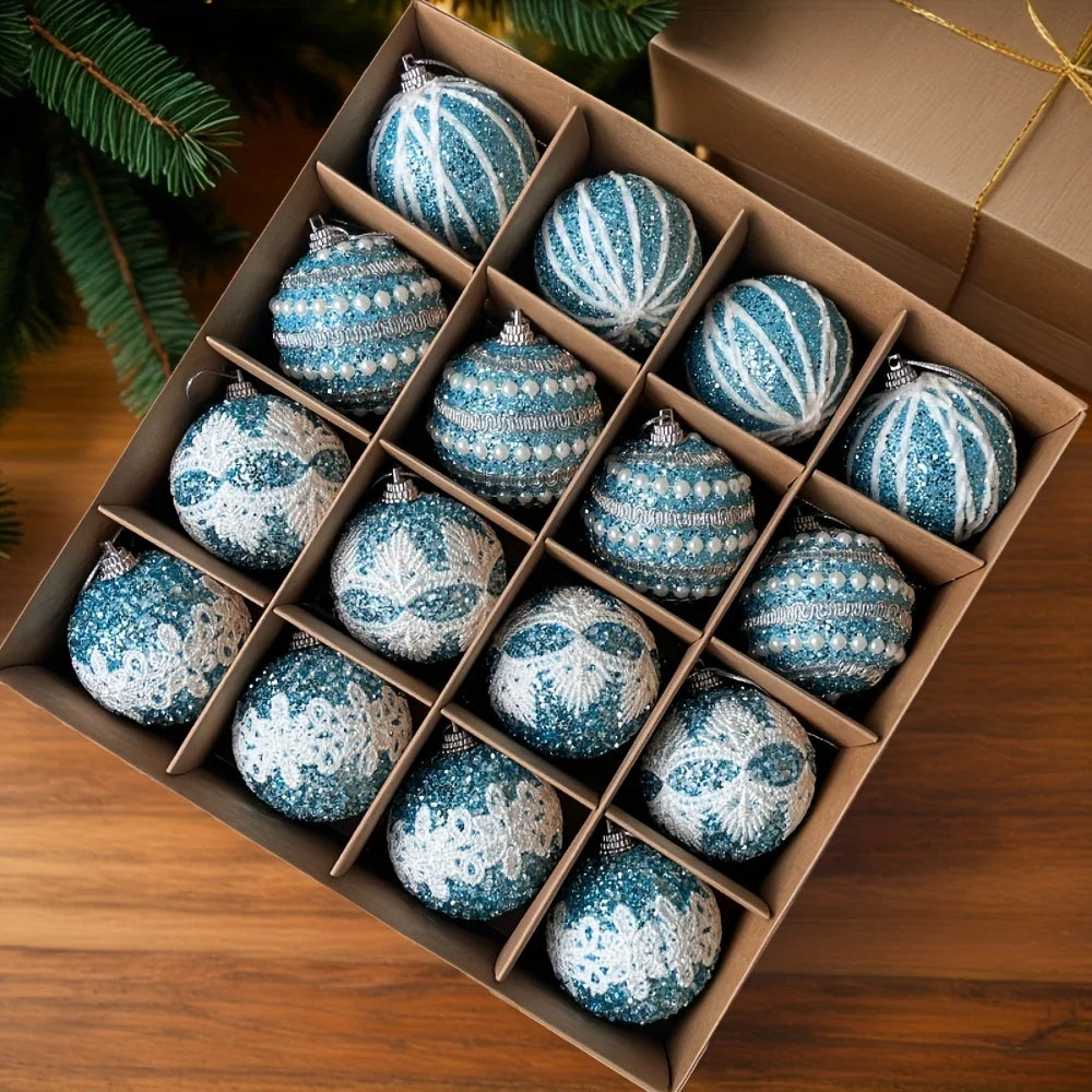 16 high-quality handcrafted Christmas hanging decorative Christmas balls, essential for Christmas tree decoration pendants, Chri