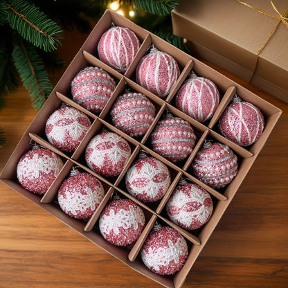 16 high-quality handcrafted Christmas hanging decorative Christmas balls, essential for Christmas tree decoration pendants, Chri