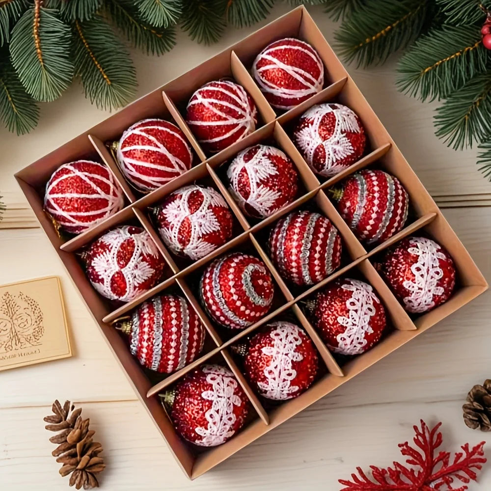 16 high-quality handcrafted Christmas hanging decorative Christmas balls, essential for Christmas tree decoration pendants, Chri