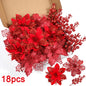 18pcs SERRA FLORA Champagne Christmas Potted Artificial Flowers and Glitter Berry Stems Set for Christmas Tree Home Wedding