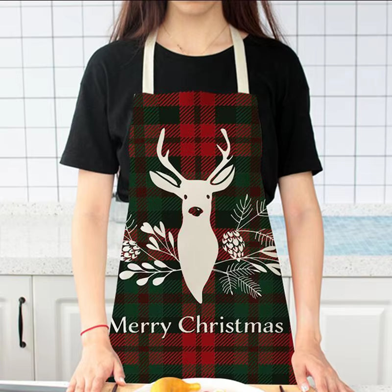 Linen Merry Christmas Apron Christmas Decorations for Home Kitchen Accessories 2024 Christmas Natal Navidad 2025 New Year Gifts