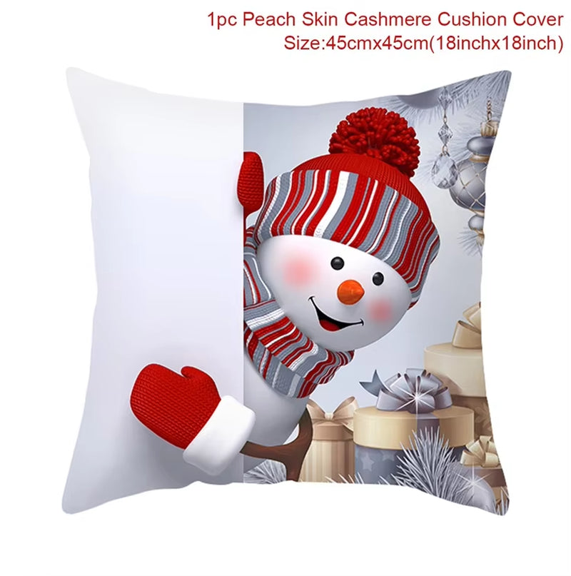Merry Christmas Cushion Cover Christmas Decorations for Home 2023 Christmas Ornaments Xmas Navidad Gifts Happy New Year 2024
