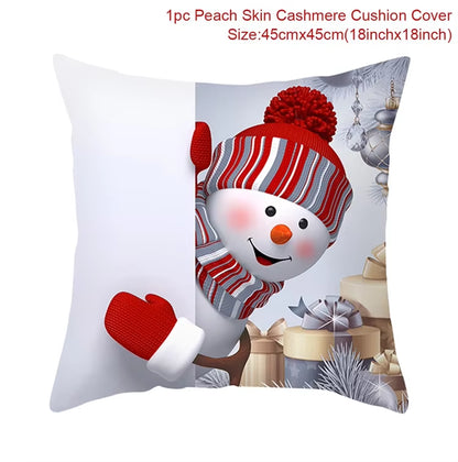Merry Christmas Cushion Cover Christmas Decorations for Home 2023 Christmas Ornaments Xmas Navidad Gifts Happy New Year 2024