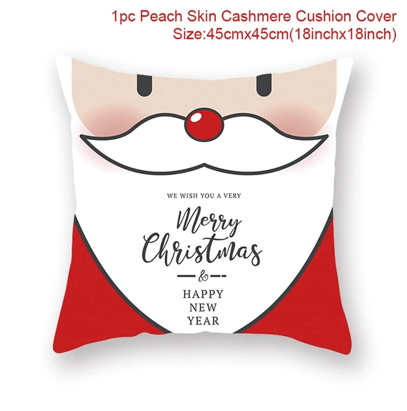 Christmas Cushion Cover Christmas Ornaments Merry Christmas Decorations for Home 2023 XMAS Navidad Noel Gifts New Year 2024