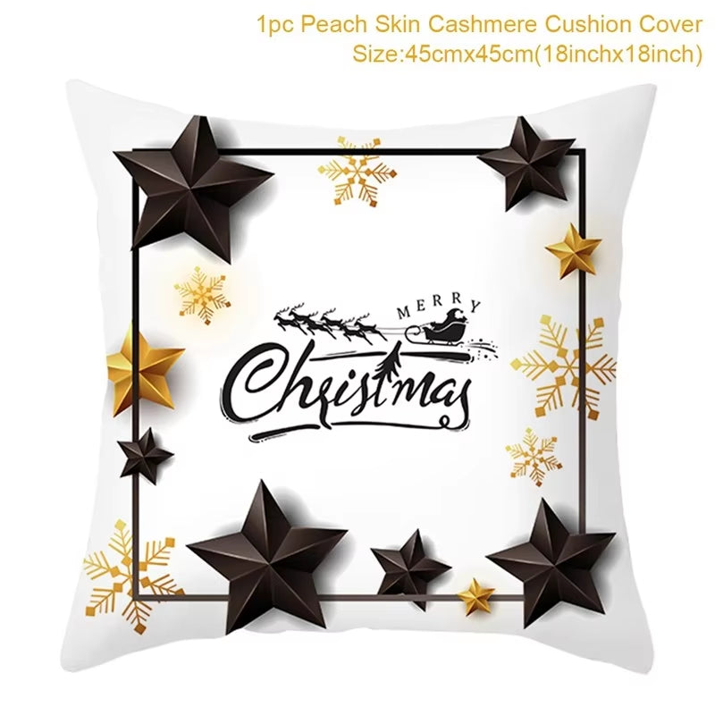 Christmas Cushion Cover Christmas Ornaments Merry Christmas Decorations for Home 2023 XMAS Navidad Noel Gifts New Year 2024