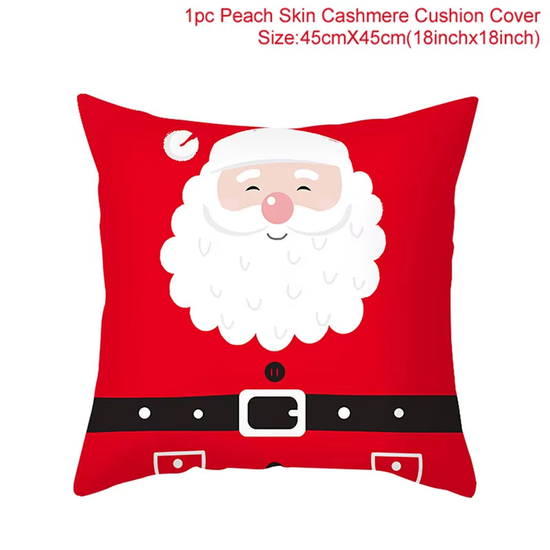 Christmas Cushion Cover Christmas Ornaments Merry Christmas Decorations for Home 2023 XMAS Navidad Noel Gifts New Year 2024