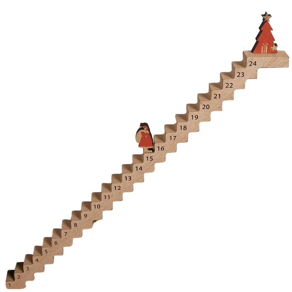 Wood Stairs Climbing Santa Traveling Christmas Advent Calendar Christmas Countdown Calendar Wooden Desk Decor for Christmas