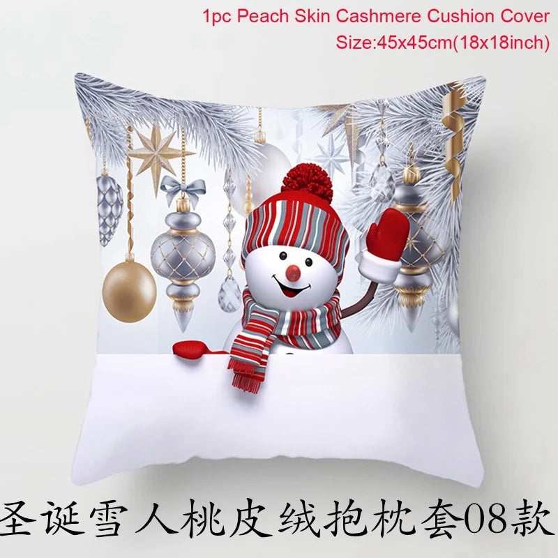 Merry Christmas Cushion Cover Christmas Decorations for Home 2023 Christmas Ornaments Xmas Navidad Gifts Happy New Year 2024