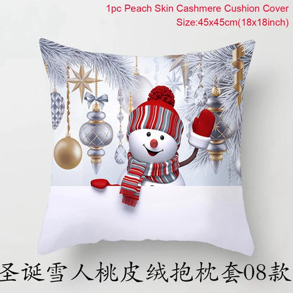 Merry Christmas Cushion Cover Christmas Decorations for Home 2023 Christmas Ornaments Xmas Navidad Gifts Happy New Year 2024