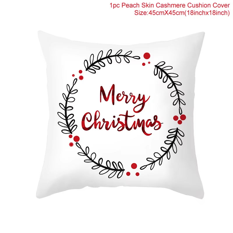 Christmas Cushion Cover Christmas Ornaments Merry Christmas Decorations for Home 2023 XMAS Navidad Noel Gifts New Year 2024