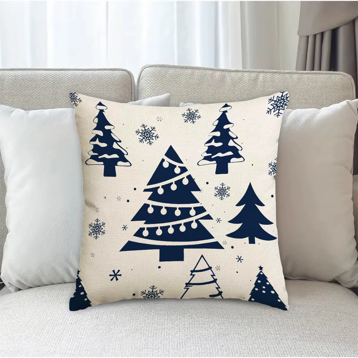 4Pcs Christmas Pillow Cover, Christmas Decoration Snowflakes, Christmas Tree, Decorative Pillowcase (Without Pillow Core)