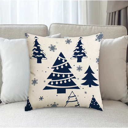 4Pcs Christmas Pillow Cover, Christmas Decoration Snowflakes, Christmas Tree, Decorative Pillowcase (Without Pillow Core)