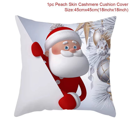 Merry Christmas Cushion Cover Christmas Decorations for Home 2023 Christmas Ornaments Xmas Navidad Gifts Happy New Year 2024
