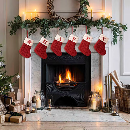 Navidad Christmas Boots Letters Christmas Stocking New Knitting Christmas Tree Pendant Decorations Snowflakechristmas Socks