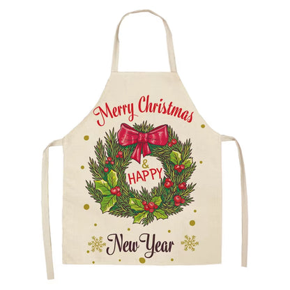 Linen Merry Christmas Apron Christmas Decorations for Home Kitchen Accessories 2024 Christmas Natal Navidad 2025 New Year Gifts
