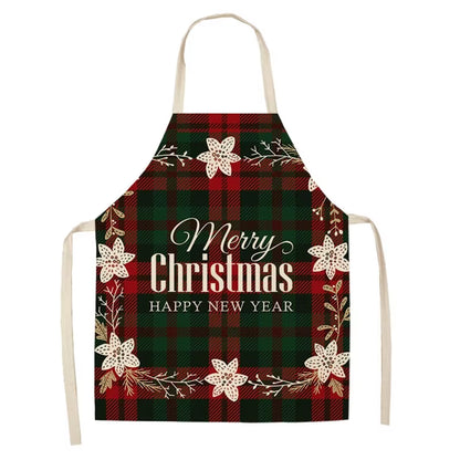 Linen Merry Christmas Apron Christmas Decorations for Home Kitchen Accessories 2024 Christmas Natal Navidad 2025 New Year Gifts
