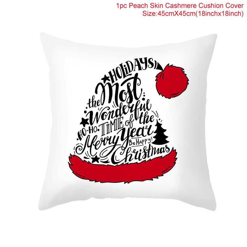 Christmas Cushion Cover Christmas Ornaments Merry Christmas Decorations for Home 2023 XMAS Navidad Noel Gifts New Year 2024