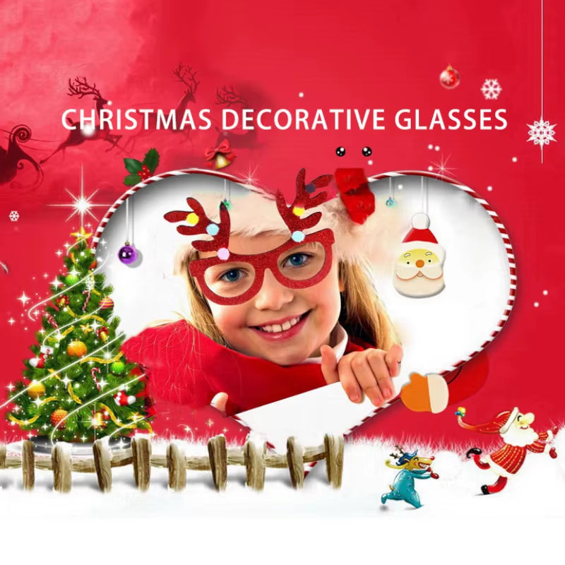 2025 New Year Christmas Decoration Glasses Deer Ear Christmas Hat Children'S Party Decoration Photos Props Christmas Supplies