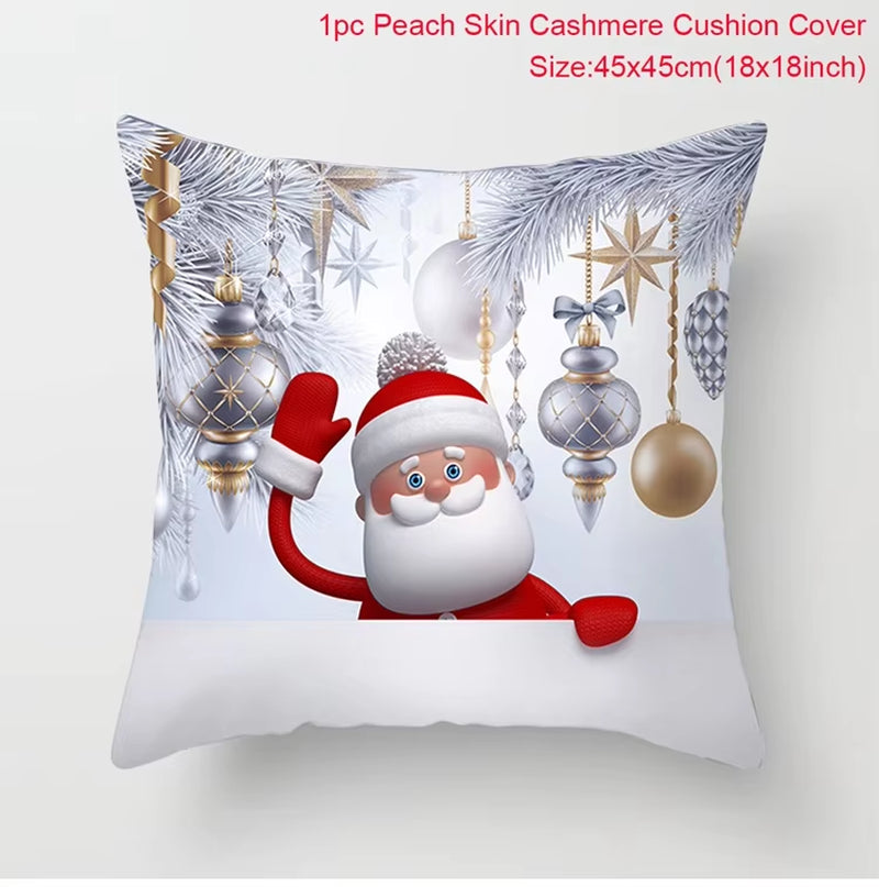 Merry Christmas Cushion Cover Christmas Decorations for Home 2023 Christmas Ornaments Xmas Navidad Gifts Happy New Year 2024